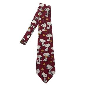 Peanuts Snoopy Woodstock Red Patterned Necktie Men's Accessory Office Corporate